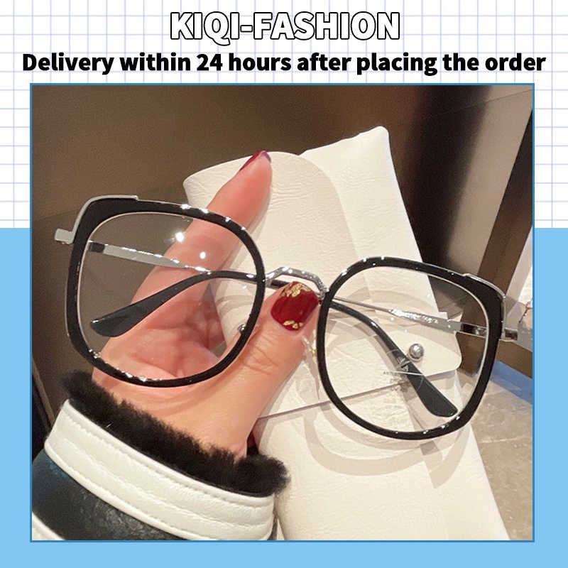 (KIQI-FASHION) COD Mắt Kính Gọng Kim Loại Tròng Trong Suốt Phong Cách Hàn Quốc Thời Trang