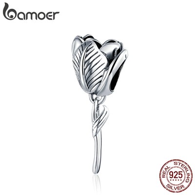 Hạt làm trang sức BAMOER SCC1514 bạc 925 hình hoa tulip thời trang cho nữ DIY