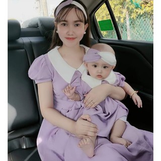 Đầm đôi mẹ và bé tím cổ thuyền
