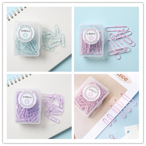 Set 20/50 Kẹp Giấy Bằng Kim Loại Màu Sắc Macaron Sáng Tạo