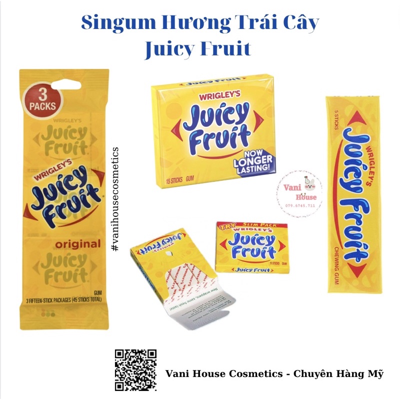 Singum Juicy Fruit - Kẹo Cao Su Hương Vị Trái Cây [HÀNG MỸ]