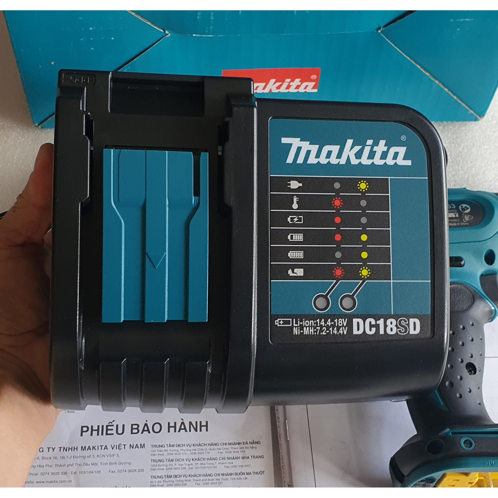 Máy khoan búa và vặn vít dùng pin MAKITA DHP453SFX8 ( 18V)