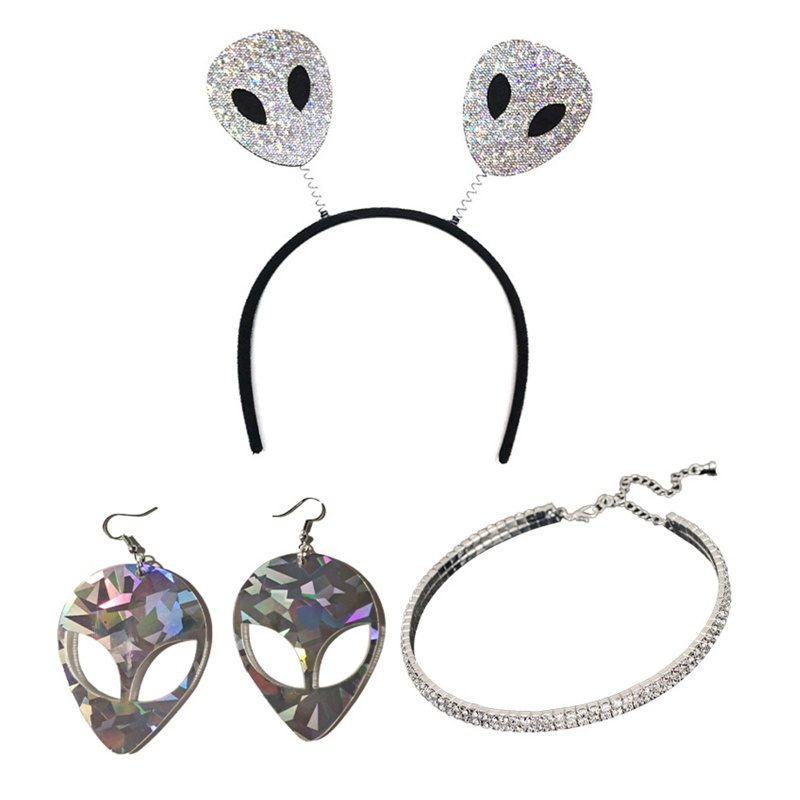 Bộ Vòng cổ + Bông Tai + Đôi Găng Tay + Đôi Găng Tay Người Ngoài Hành Tinh