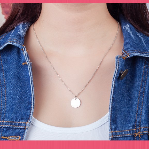 Dây chuyền mỏng mặt tròn từ hợp kim thời trang dành cho nữ
