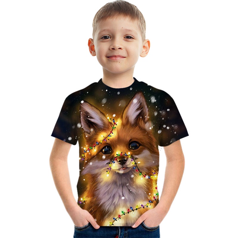 Áo Thun In Hình Động Vật Dễ Thương Cho Bé Trai