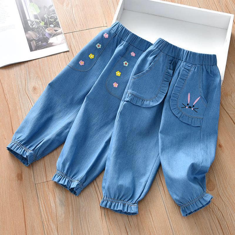 Quần Jeans Bé Gái Lưng Thun, Ống Túm Cho Bé Size Từ 11-30Kg