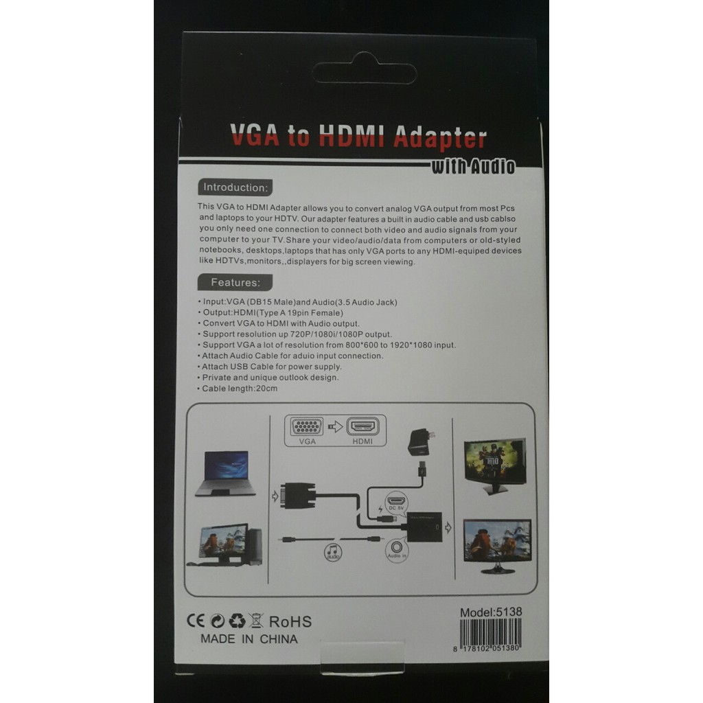 Cáp chuyển VGA sang HDMI chất lượng cao