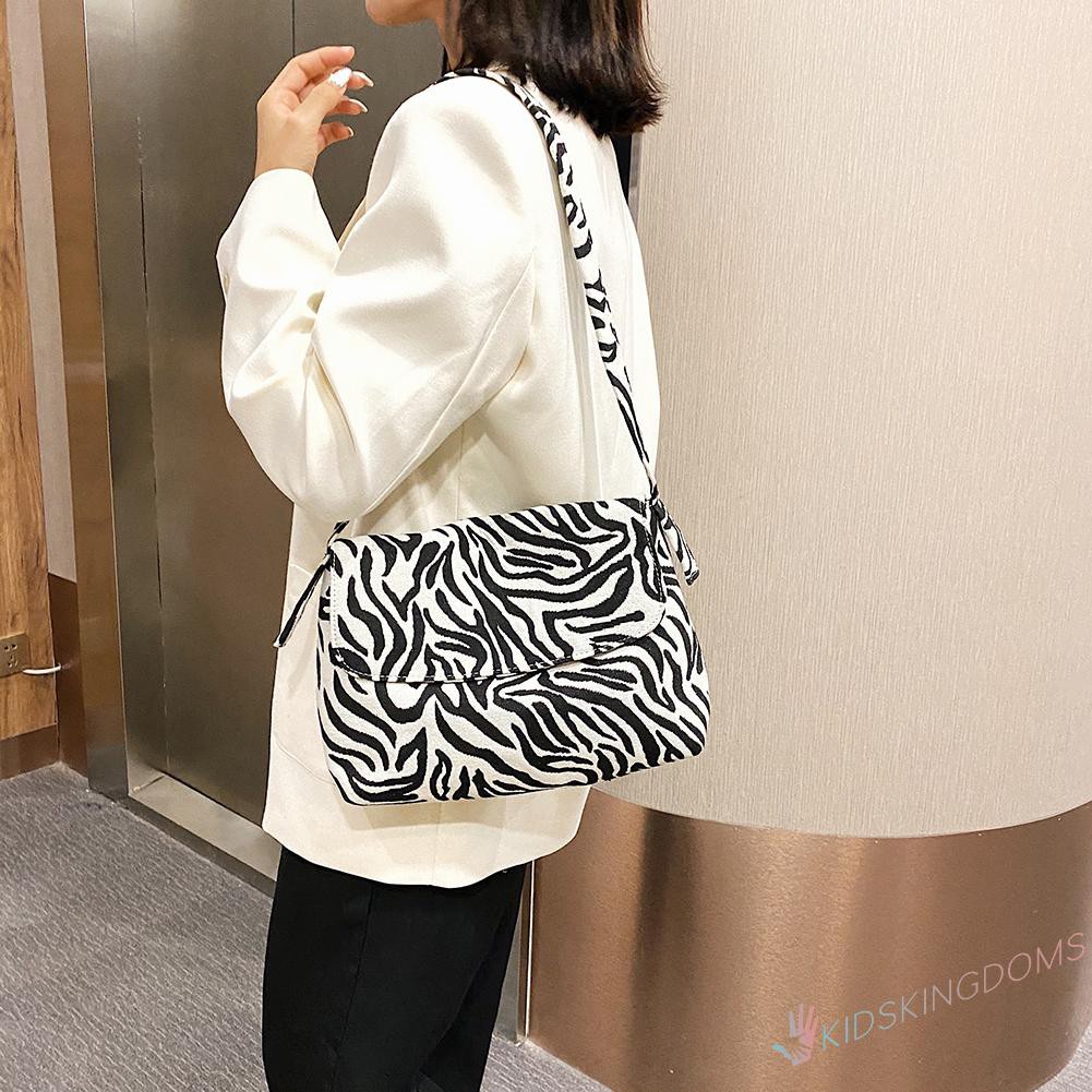 【Big Sale】Women Zebra Leopard Print Shoulder Bag Canvas Casual Travel Handbag Totes