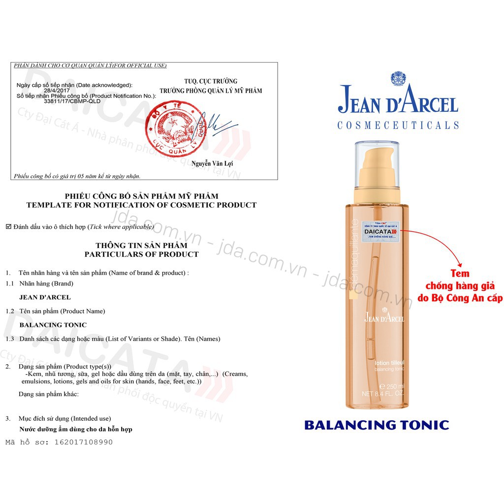 CHÍNH HÃNG Nước hoa hồng Jean d'Arcel dành cho da thường và da hỗn hợp 250ml | BigBuy360 - bigbuy360.vn