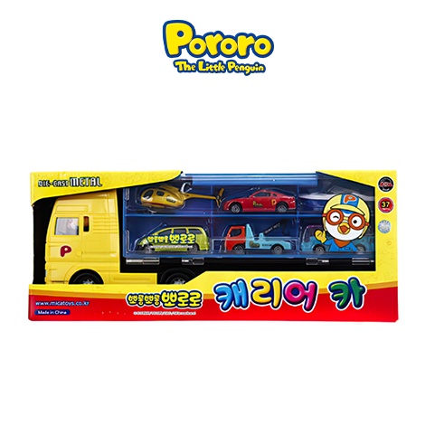 [Hàng Chính Hãng] Xe Kéo Pororo Metal Carrier With 6 Mini Cars 35cmx8.5cmx14.3cm