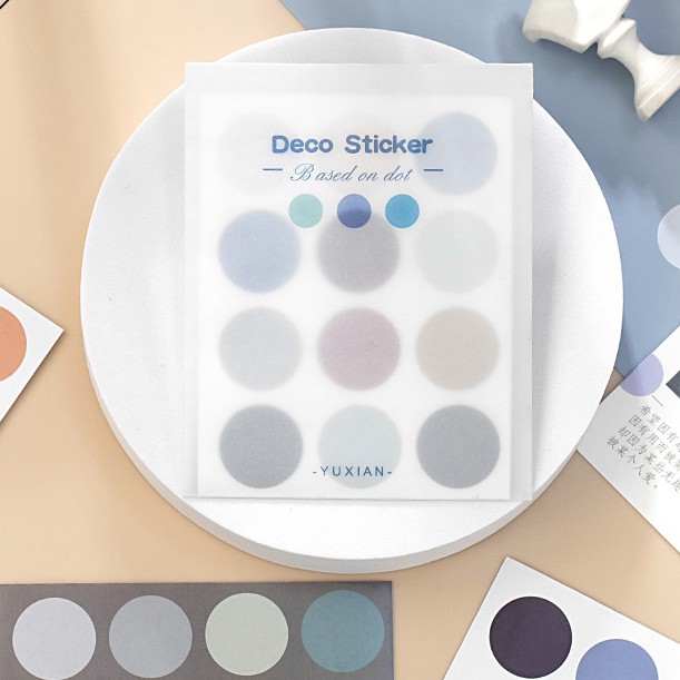 Sticker - Set 210 Miếng Dán Sticker Chấm Tròn Trang Trí Sổ Tay/ Dán Tường/ Điện Thoại