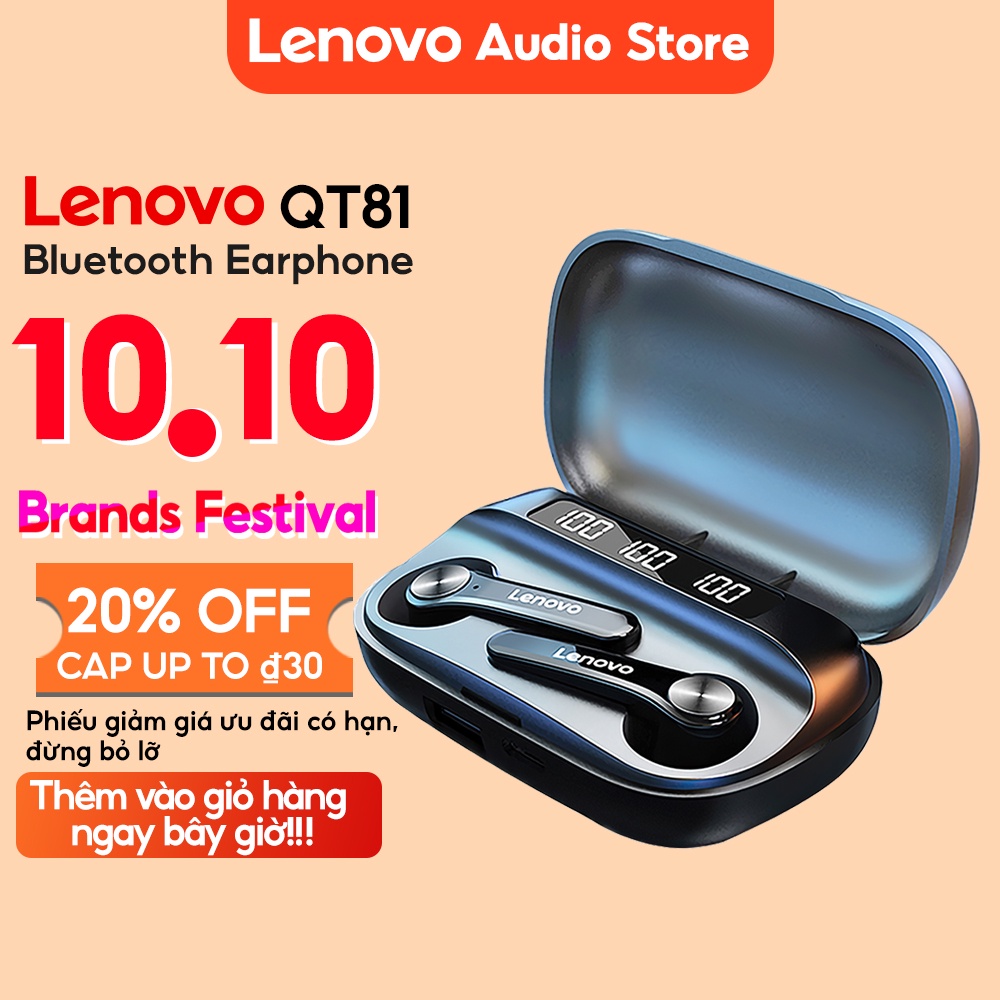 Tai nghe chơi game không dây Lenovo QT81 TWS Bluetooth 5.0 có mic thích hợp cho IOS/Android