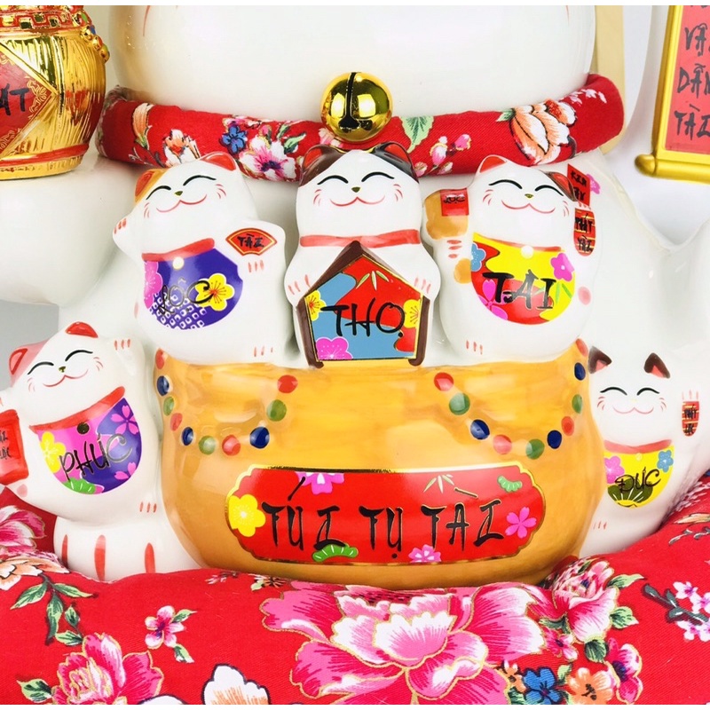 Mèo Thần Tài Mèo chiêu tài lộc may mắn vẫy tay Nhật Bản Maneki Neko gốm sức cao cấp nhiều mẫu đủ size