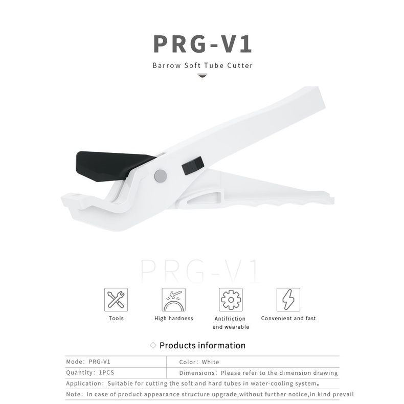 Barrow PRG-V1, Ống cứng PETG / Acrylic và Ống mềm Máy cắt nhanh, có khóa bảo vệ, dễ vận hành