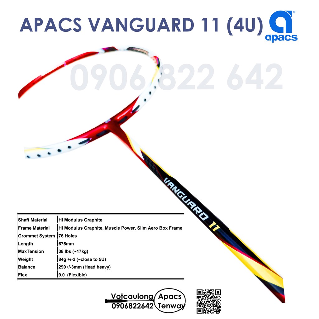 [Vợt cầu lông Apacs Vanguard 11- 4U] – Vợt chuyên công, dễ thuần, dễ đánh