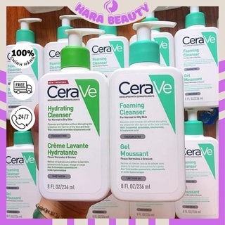 Sữa rửa mặt cerave foaming facial cleanser Hara Beauty 236ml, 473 ml dành cho da thường, khô, dầu, mụn