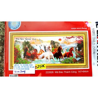 Tranh thêu MÃ ĐÁO THÀNH CÔNG 1m47x64cm chưa thêu 222826