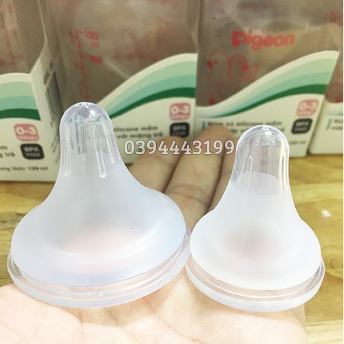 Combo 5 Núm ti cổ rộng/cổ hẹp siêu mềm silicone Plus  thay thế cho bình pigeon, babuu, toom, kichi, gb baby, lansinoh