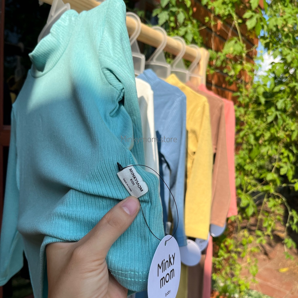 [MINKYMOM QC] Bộ Dài Tay Cổ 3p Thun Tăm Co Dãn Dày Dặn Mùa Thu Đông Cho Bé Minky Mom Quảng Châu