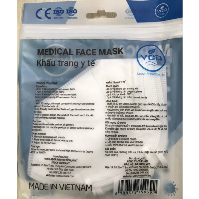 Khẩu trang MEDICAL FACE  MASK 4 lớp kháng khuẩn (3 cái/ túi)