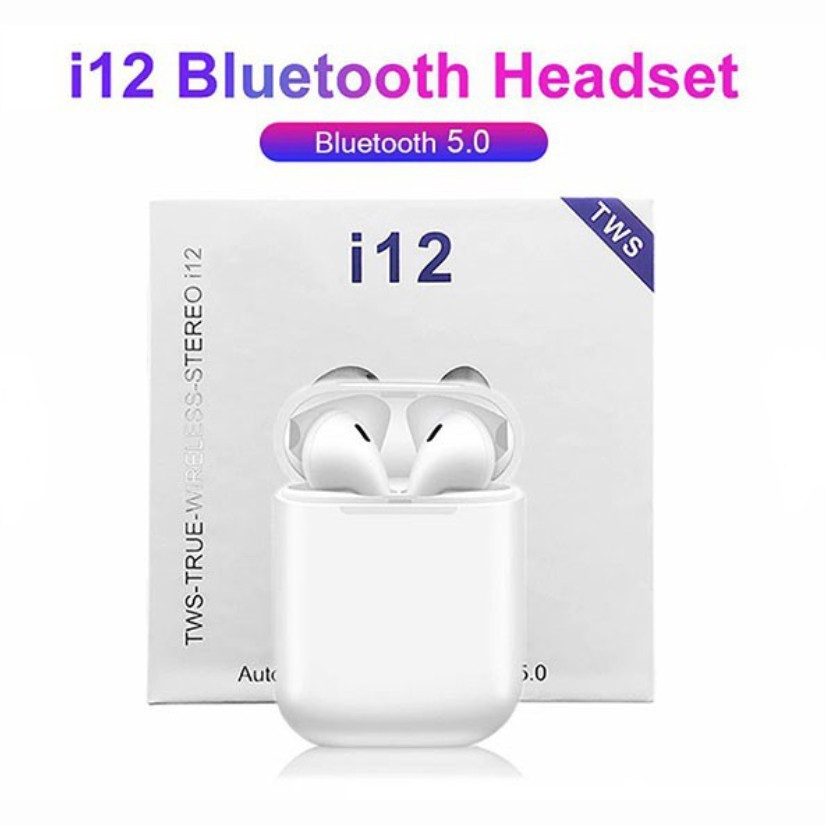 ☼№♚[ GIÁ SIÊU SỐC] Tai Nghe Bluetooth 5.0 i12 TWS [CẢM ỨNG VÂN TAY] (Màu trắng)