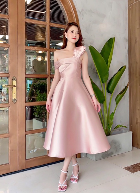Đầm dự tiệc cao cấp lệch vai tafta nhũ | BigBuy360 - bigbuy360.vn