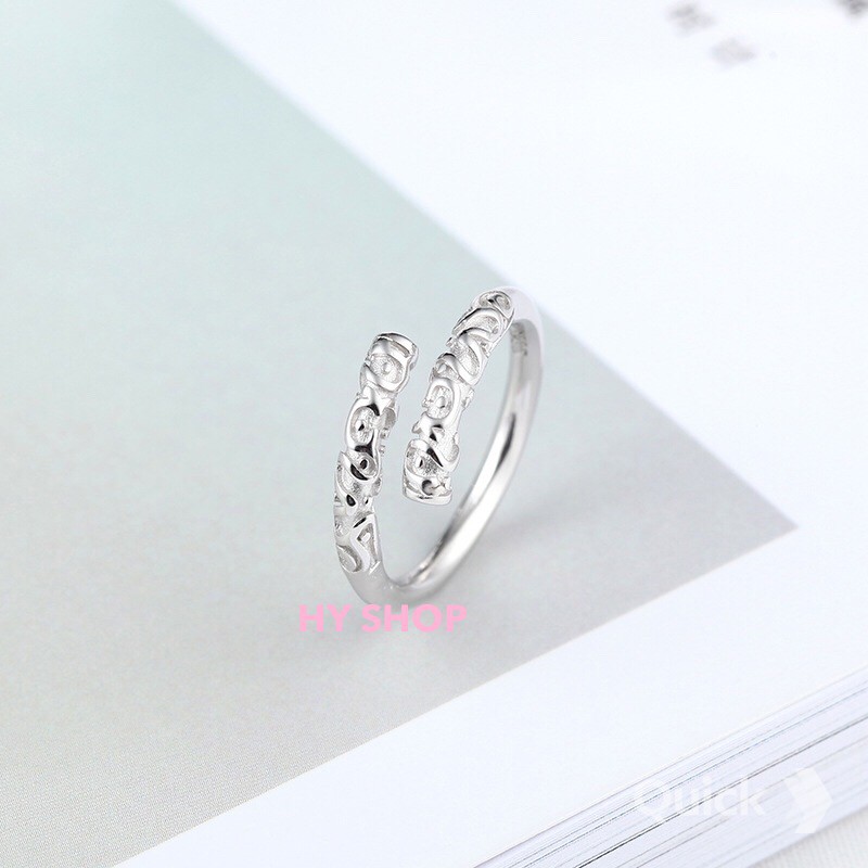nhẫn gậy như ý xi bạc S925