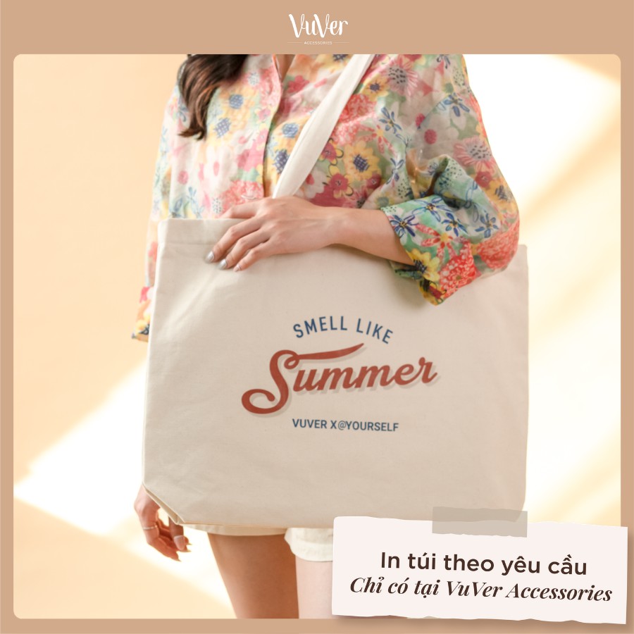 Túi Tote Summer vải siêu dày dặn chắc chắn size lớn có khóa túi đựng được latop 15,6inch custom theo ý thích - VuVer #1
