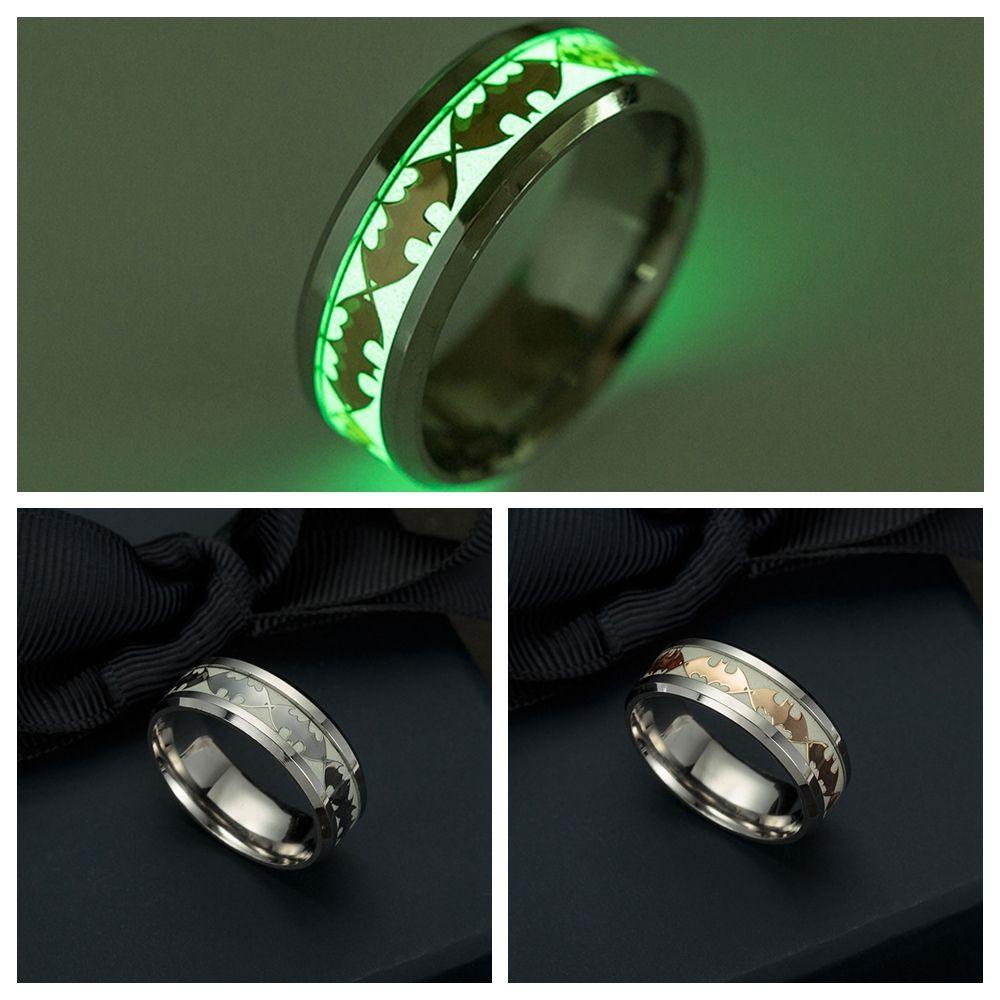 FUTURE New Luminous Band Ring Fashion Glow In The Dark Batman Punk Men Women Jewelry Gifts Fantastic Stainless Steel/Multicolor