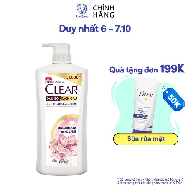 Dầu Gội Clear Hoa Anh Đào Băng Lạnh Sạch Gàu 630g/chai
