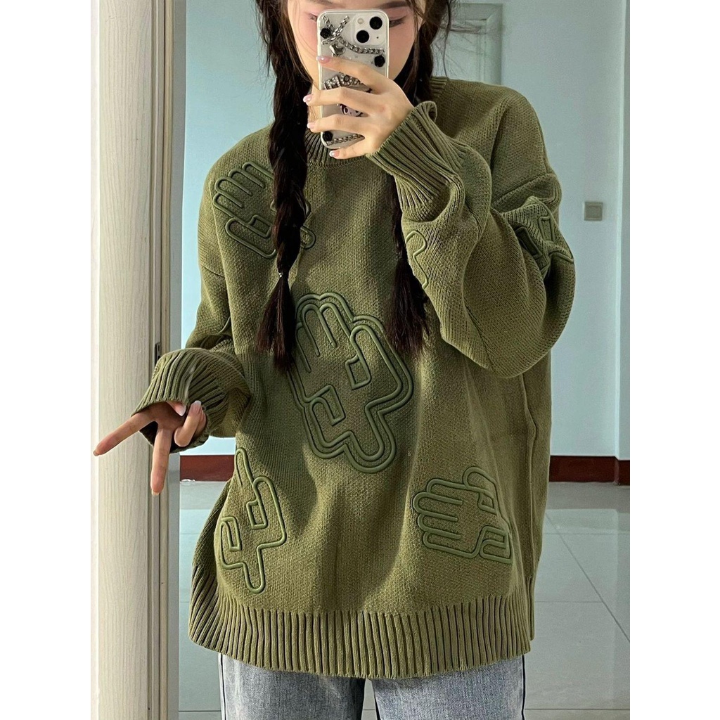 Áo Sweater Cổ Tròn Dáng Rộng Thiết Kế Mới Ngọt Ngào Thời Trang Thu Đông Cho Nữ