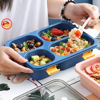 Hộp đựng cơm 4 ngăn LIK kèm thìa nhựa và hộp đựng canh (HC4N)