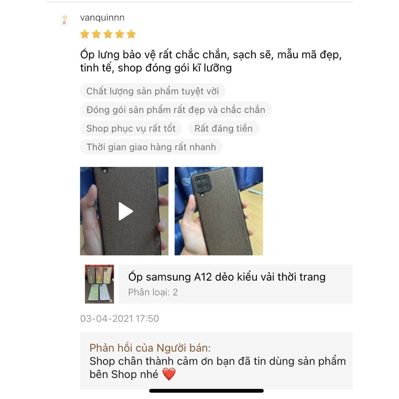 Ốp samsung A12 dẻo kiểu vải thời trang