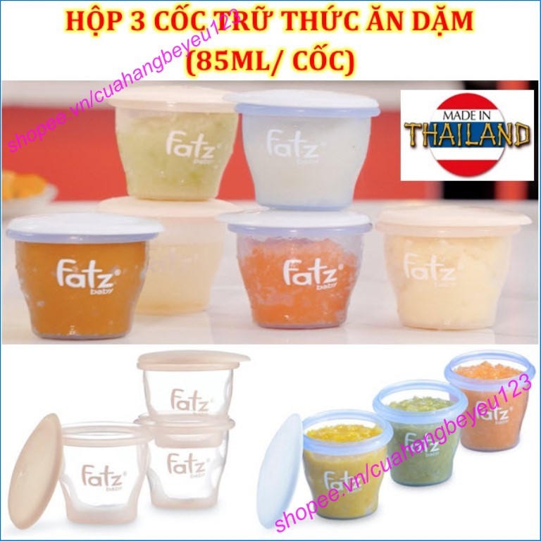 Bộ 3 hộp trữ thức ăn dặm 85ml cho bé Fatz Fatzbaby FB0010N - Thái Lan