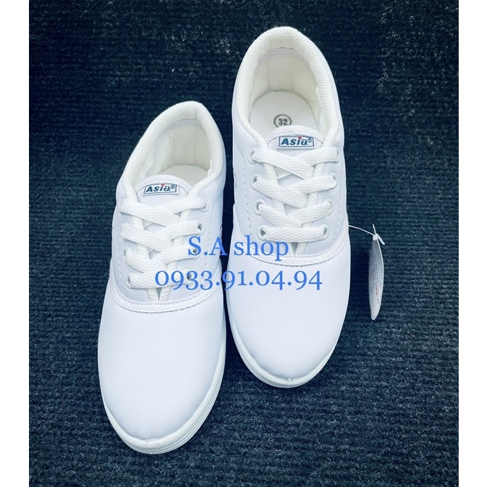 Giày thể thao ASIA da SI trắng cột học sinh BÉ gái bé trai