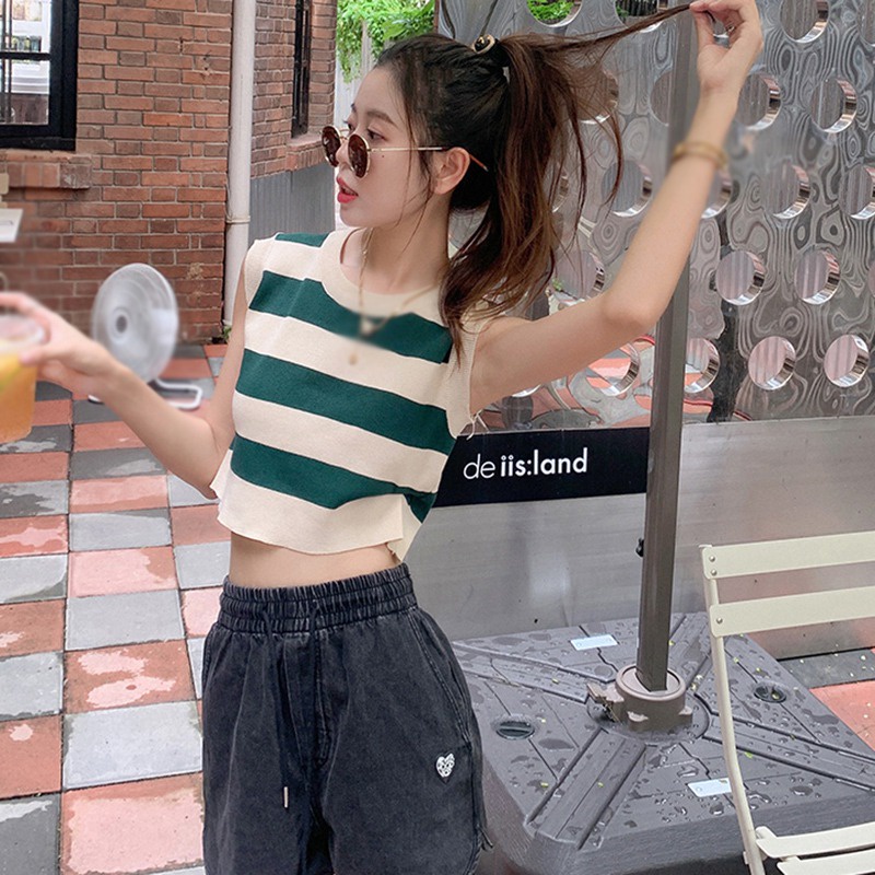 Áo Tank Top Dệt Kim Sát Nách Form Ôm Phong Cách Hàn Quốc