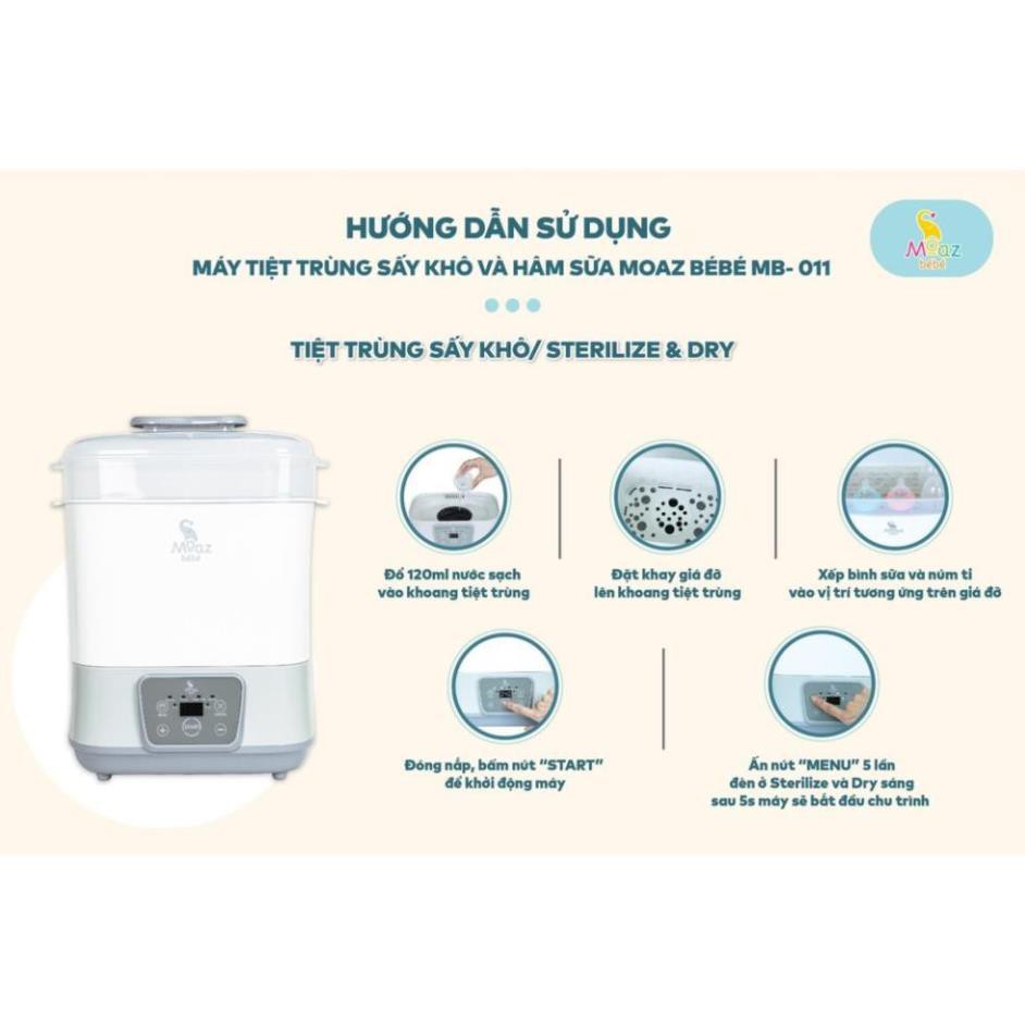 MOAZ BÉBÉ MB-011 Máy tiệt trùng hơi nước và sấy khô thông minh chính hãng