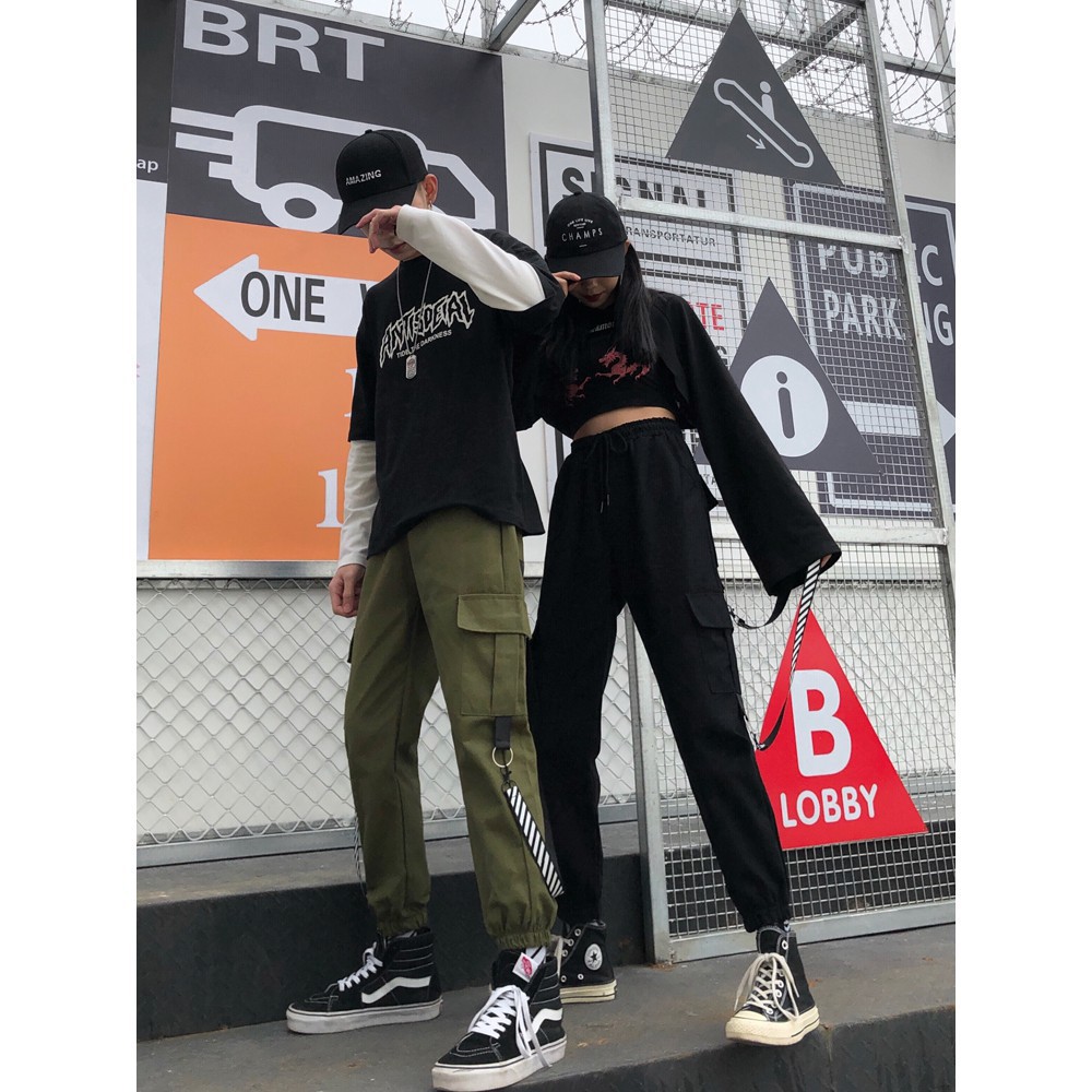 [ORDER] Quần jogger kèm dây off white có thể tháo box pant quần dài unisex oversize street style off-white