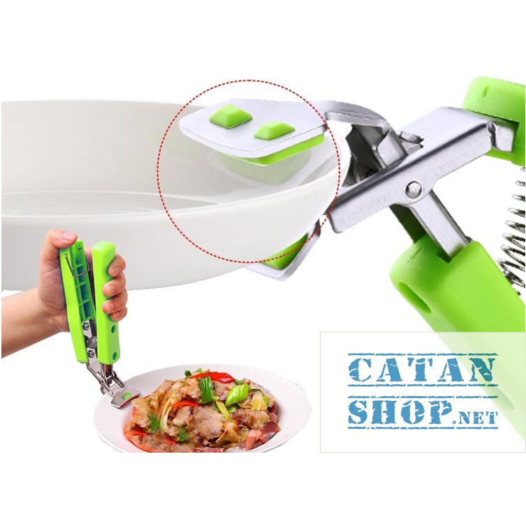 Kẹp inox gắp chén, dĩa chống trượt. Kẹp gắp bát, tô từ lò vi sóng chống nóng tay có mút silicone chống trượt siêu tiện