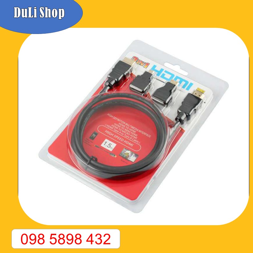 Bộ chuyển đổi HDMI 3 trong 1 | 1 HDMI + 1 Micro HDMI + 1 Mini HDMI hudushop