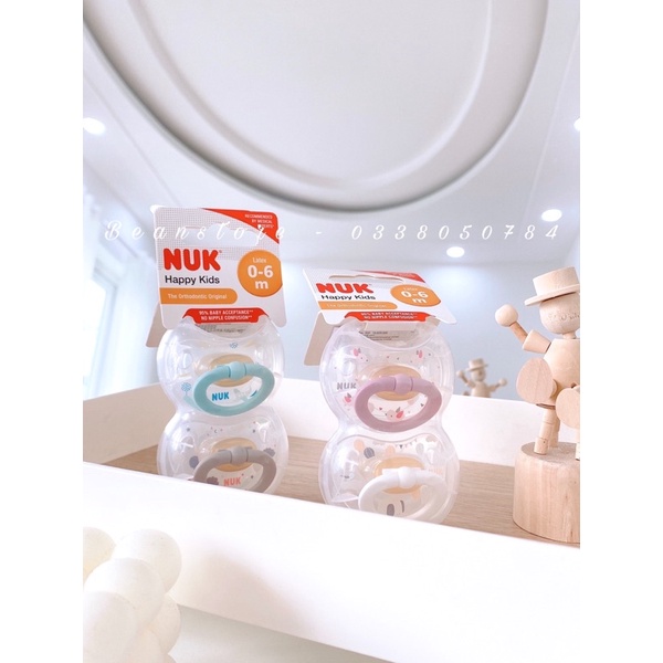 Bộ 2 ti giả NUK cao su &amp; sillicon 0-6m, 6-18m