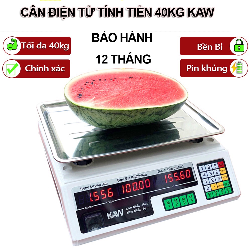 cân thực phẩm điện tử mini, đồ dùng nhà bếp - CÂN ĐIỆN TỬ TÍNH TIỀN SẠC PIN MÀN HÌNH LCD 40Kg