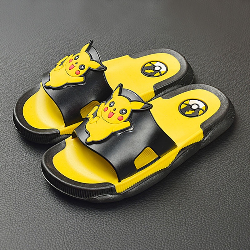 Dép Đi Trong Nhà Đế Mềm Chống Trượt Thoáng Khí In Hình Pikachu Dễ Thương Cho Bé