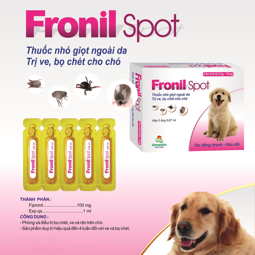 Ống Nhỏ Gáy Fronil Spot Trị Ve, Rận Bọ Chét Cho Chó Mèo 0,67ml Giá Rẻ