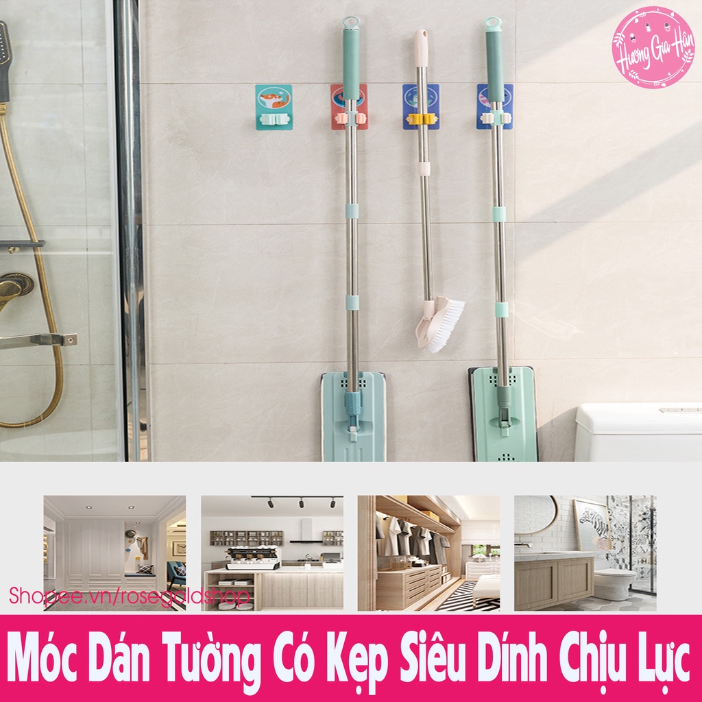 Kẹp Dán Tường Gắn Cây Lau Nhà Hình 3D Chịu Lực 6kg, Loại Cao Cấp