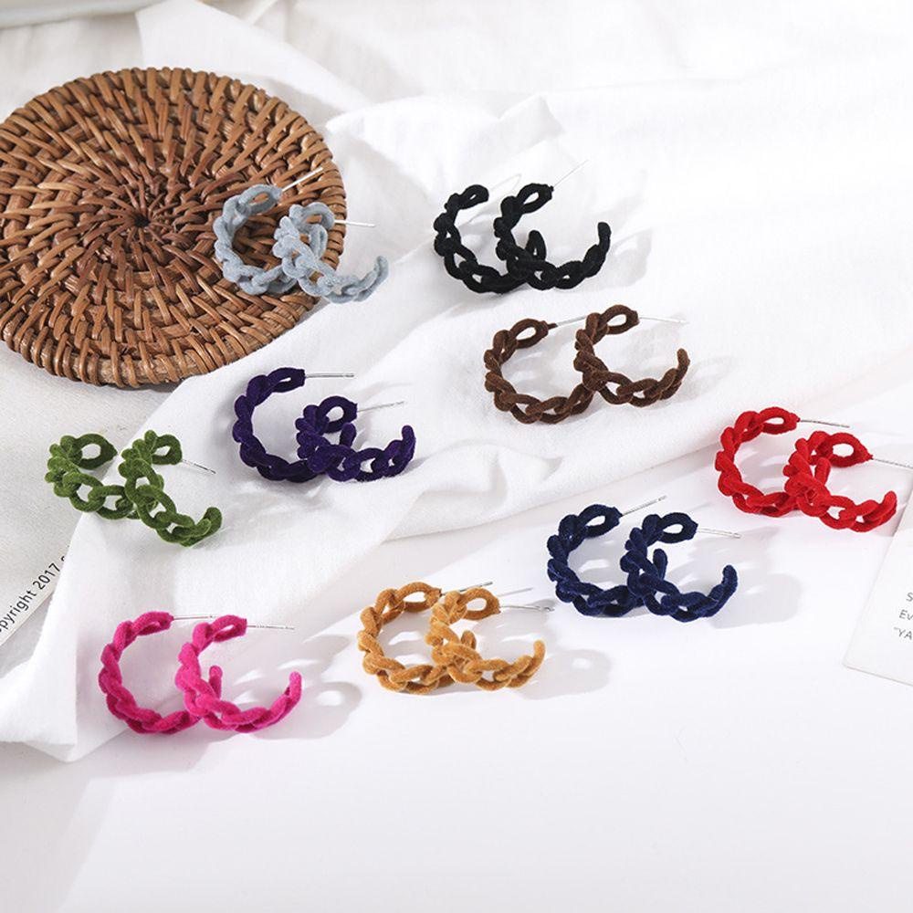 Khuyên Tai Dạng Vòng Phối Dây Xích Bằng Nhung Thời Trang Cho Nữ MXMUSTY