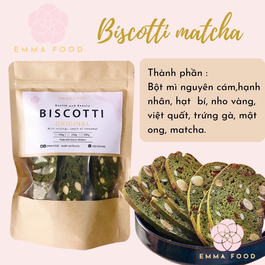 500G BÁNH BISCOTTI KHÔNG ĐƯỜNG EMMA FOOD - ĂN KIÊNG LÀNH MẠNH