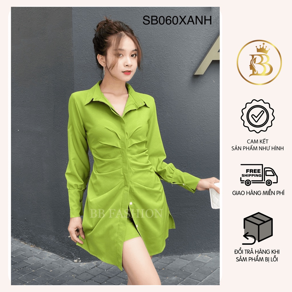 Set bộ sơmi xếp ly trước cao cấp, Áo sơmi dáng dài kèm quần trong chất lụa 100D mát mềm mịn SB060