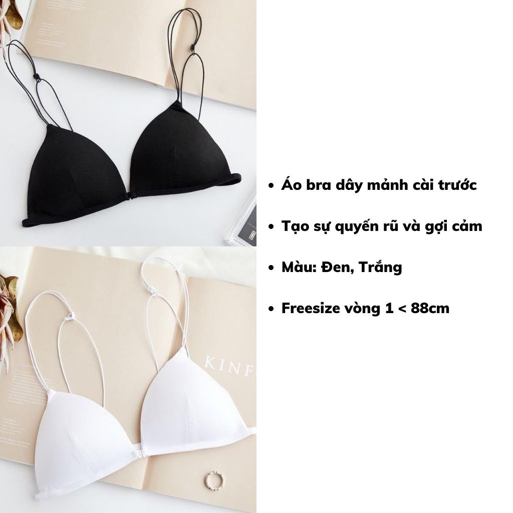 Áo Bra bữ 2 dây mảnh gợi cảm chất cotton, Áo lót đệm Mút Mỏng mềm mại thoáng mát B2099