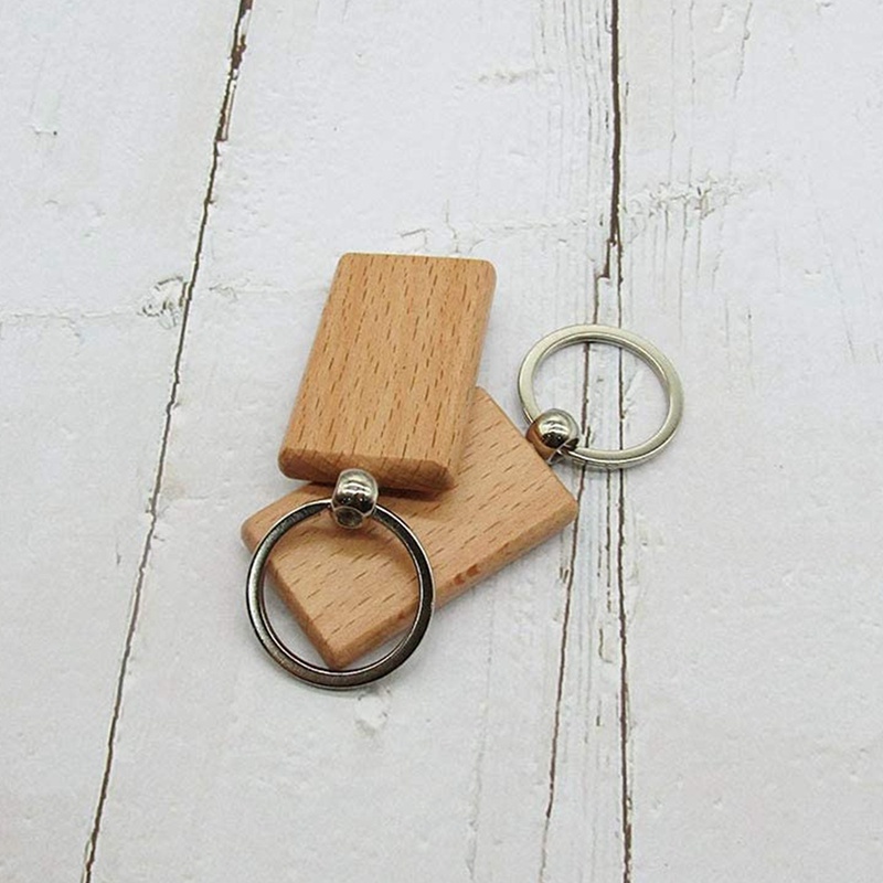 Set 40 Móc Khóa Gỗ Trơn Khắc Chữ Nhật Diy